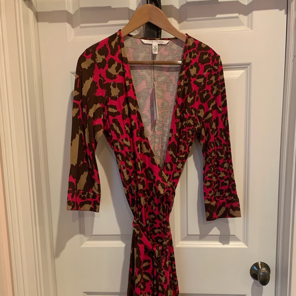 DVF silk wrap dress Leopard print
